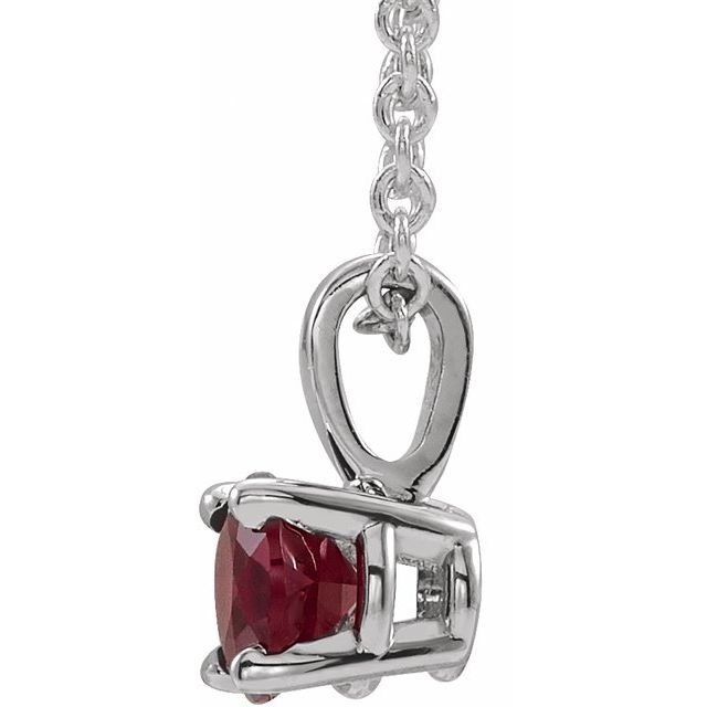 14K White Gold 4 mm Natural Ruby 16-18" Necklace