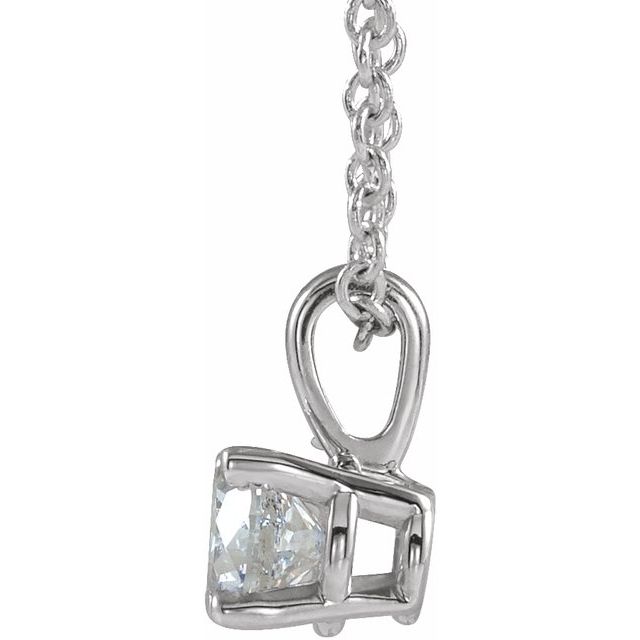 14K White Gold 1/4 CT Natural Diamond 16-18" Necklace