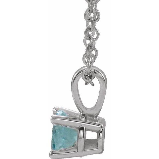 14K White Gold 4 mm Natural Aquamarine 16-18" Necklace