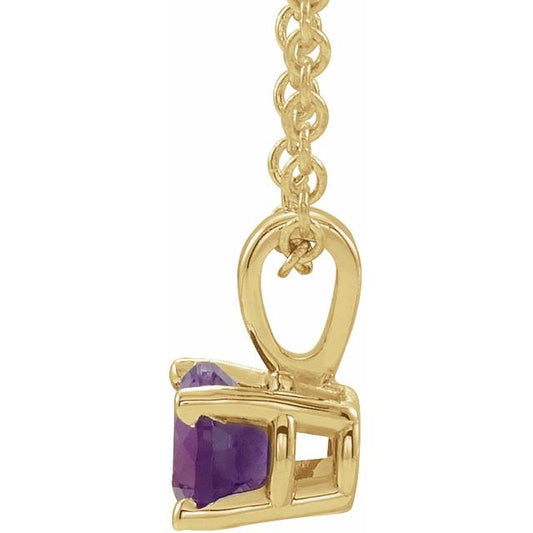 14K Yellow Gold 4 mm Natural Amethyst 16-18" Necklace
