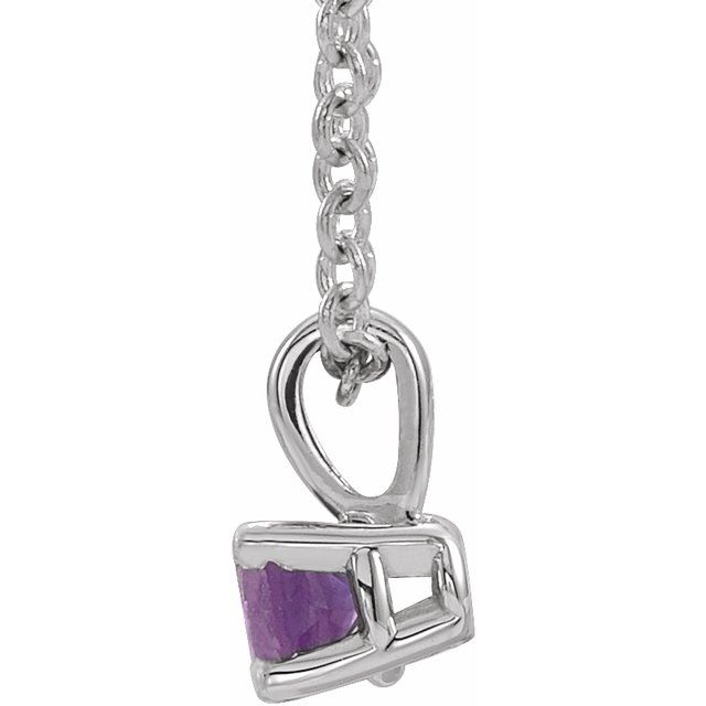 14K White Gold 4 mm Natural Amethyst 16-18" Necklace
