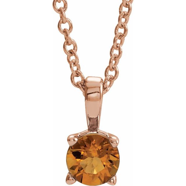 14K Rose Gold 4 mm Natural Citrine 16-18" Necklace