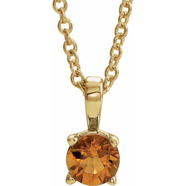 14K Yellow Gold 4 mm Natural Citrine 16-18" Necklace