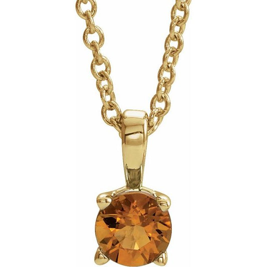 14K Yellow Gold 4 mm Natural Citrine 16-18" Necklace