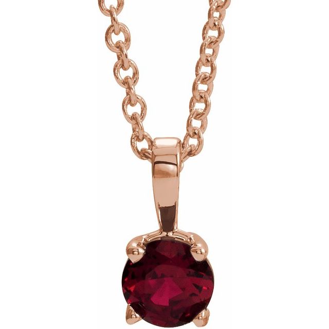14K Rose Gold 4 mm Natural Ruby 16-18" Necklace