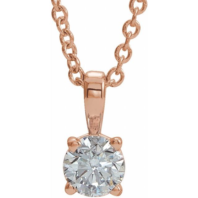 14K Rose Gold 1/4 CT Natural Diamond 16-18" Necklace
