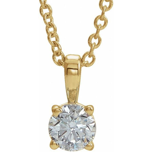 14K Yellow Gold 1/4 CT Natural Diamond 16-18" Necklace