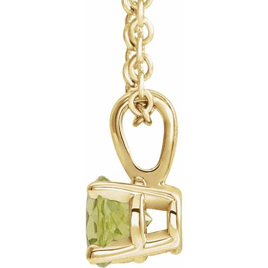 14K Yellow Gold 4 mm Natural Peridot 16-18" Necklace