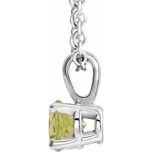 14K White Gold 4 mm Natural Peridot 16-18" Necklace