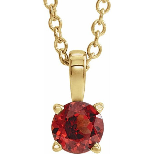 14K Yellow Gold 4 mm Natural Mozambique Garnet 16-18" Necklace