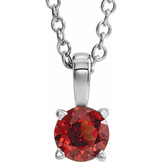 14K White Gold 4 mm Natural Mozambique Garnet 16-18" Necklace