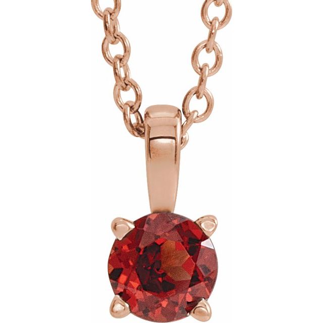 14K Rose Gold 4 mm Natural Mozambique Garnet 16-18" Necklace
