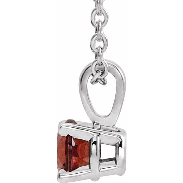 14K White Gold 4 mm Natural Mozambique Garnet 16-18" Necklace