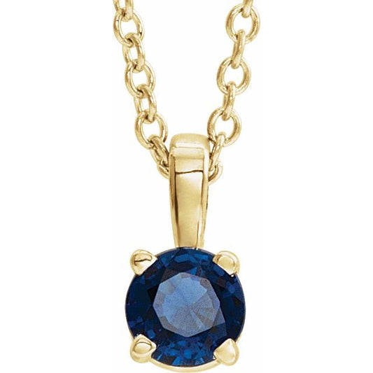 14K Yellow Gold 4 mm Natural Blue Sapphire 16-18" Necklace