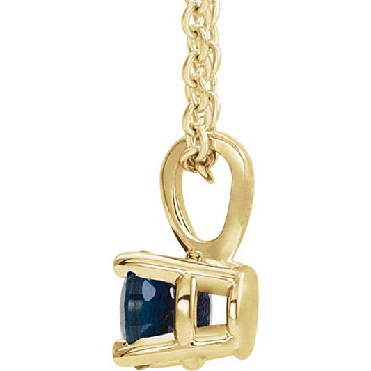14K Yellow Gold 4 mm Natural Blue Sapphire 16-18" Necklace
