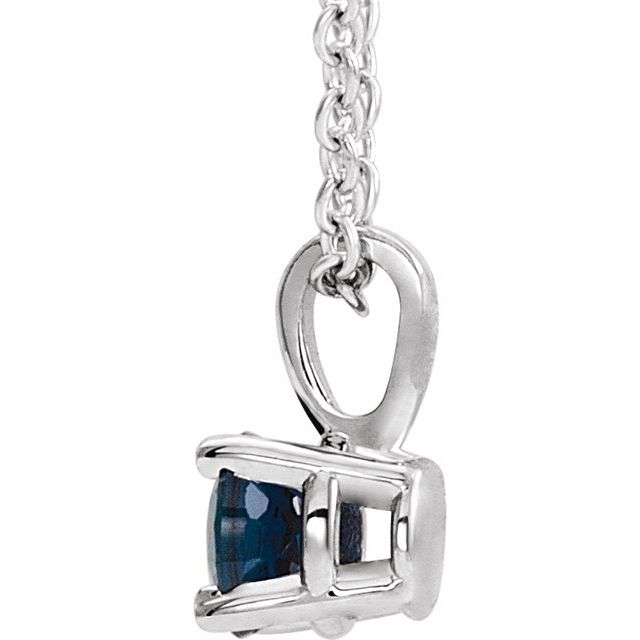 14K White Gold 4 mm Natural Blue Sapphire 16-18" Necklace