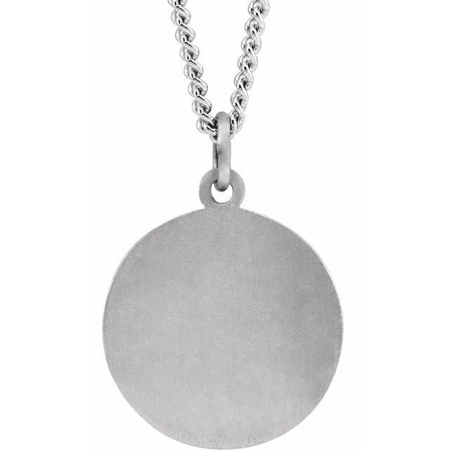 Sterling Silver 15 mm Guardian Angel Medal 18" Necklace