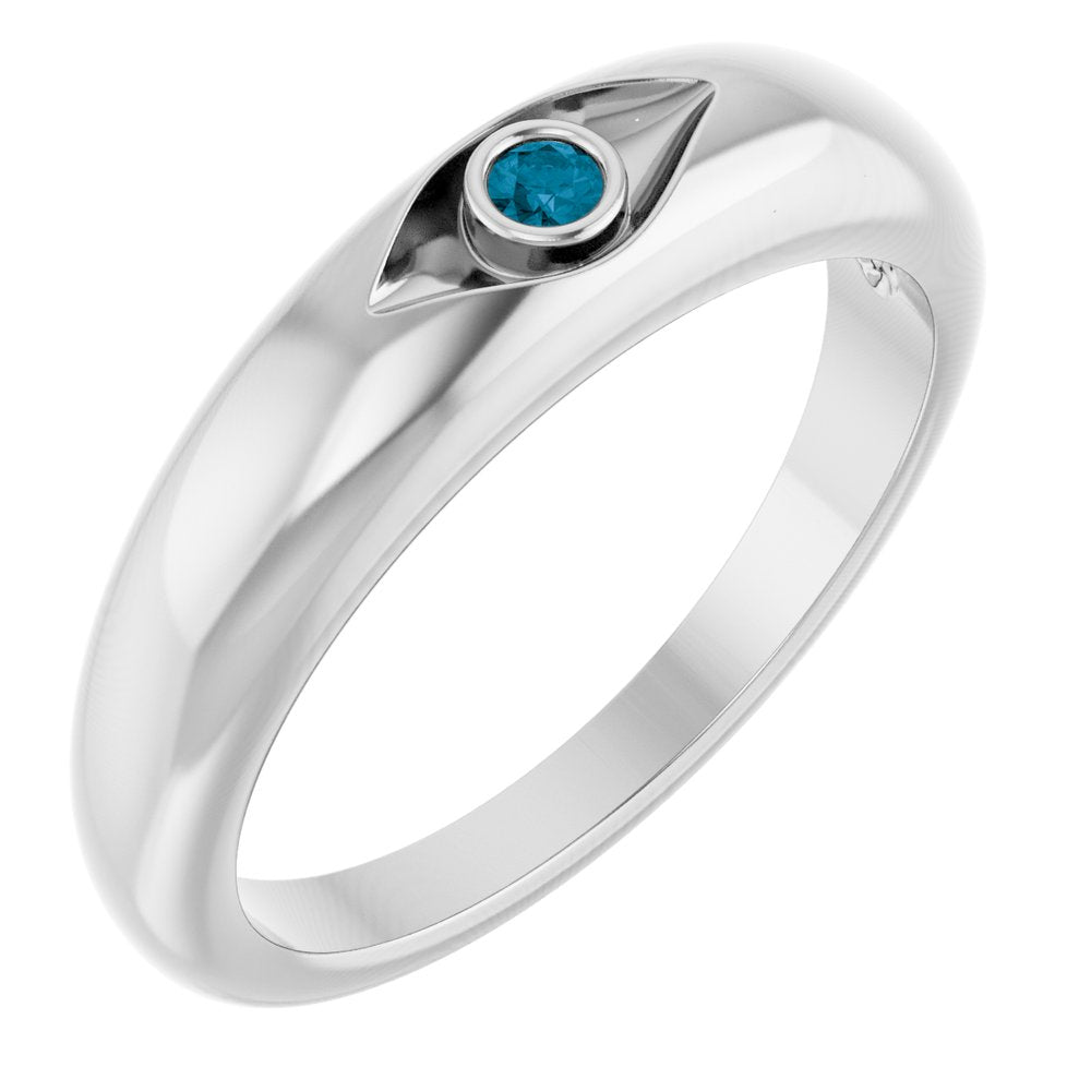 Sterling Silver London Blue Topaz Evil Eye Dome Ring