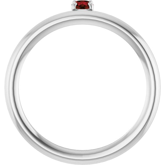 14K White Gold Natural Mozambique Garnet Stackable Ring