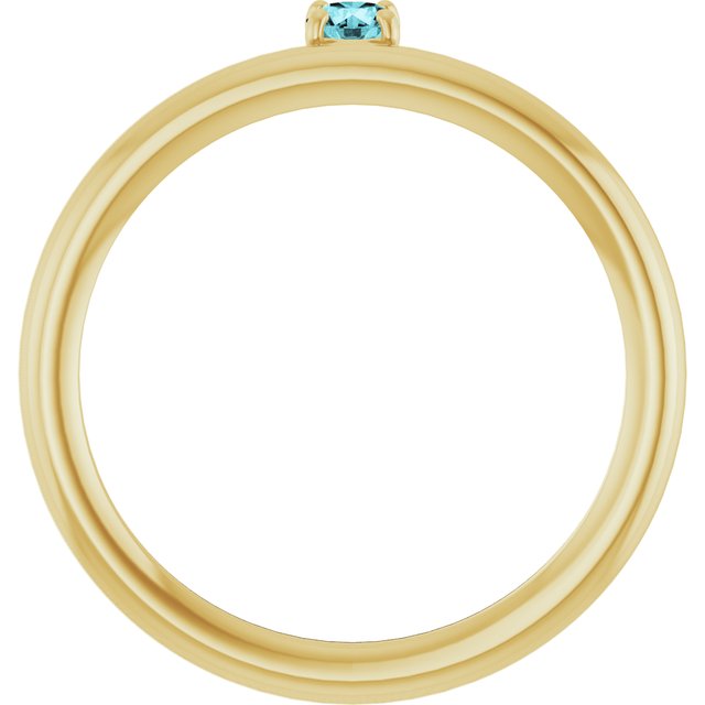 14K Yellow Gold Natural Blue Zircon Stackable Ring