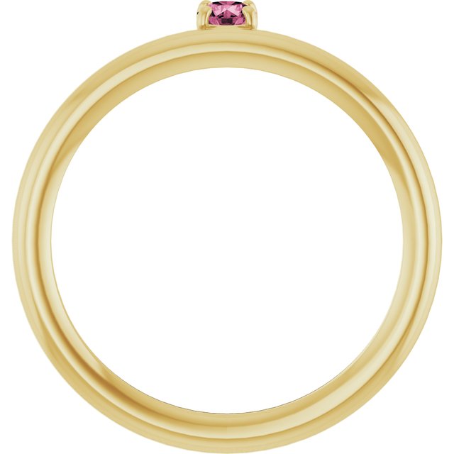 14K Yellow Gold Natural Pink Tourmaline Stackable Ring