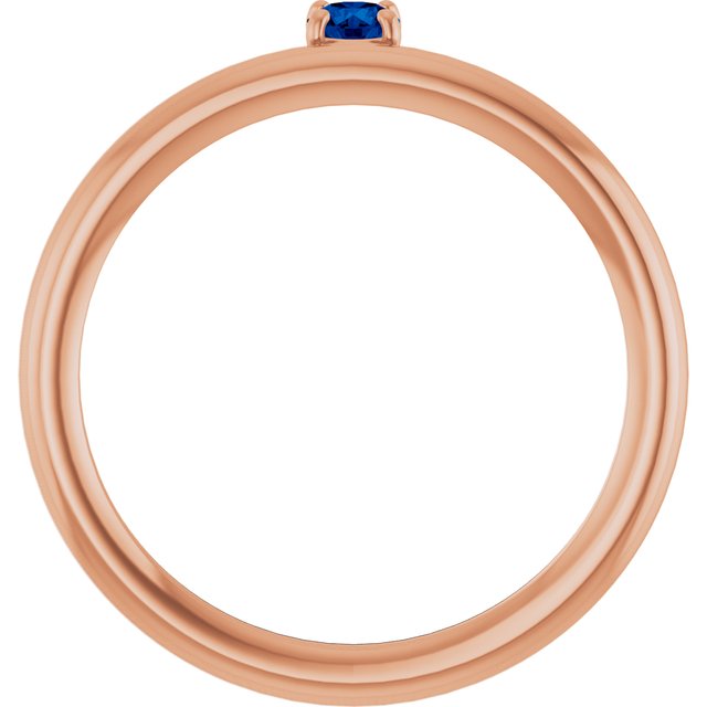 14K Rose Gold Natural Blue Sapphire Stackable Ring