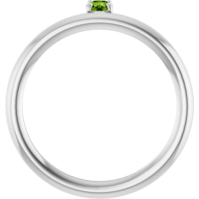 14K White Gold Natural Peridot Stackable Ring