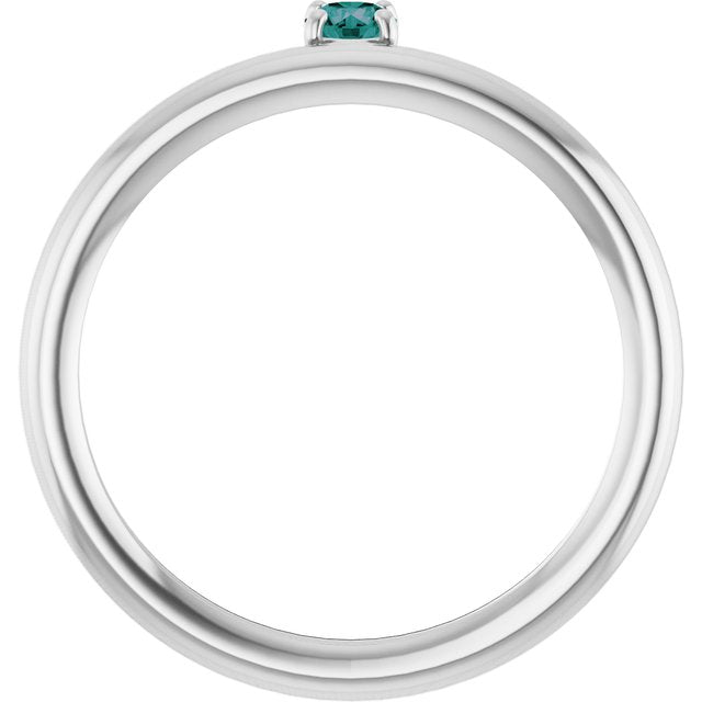 14K White Gold Lab-Grown Alexandrite Stackable Ring