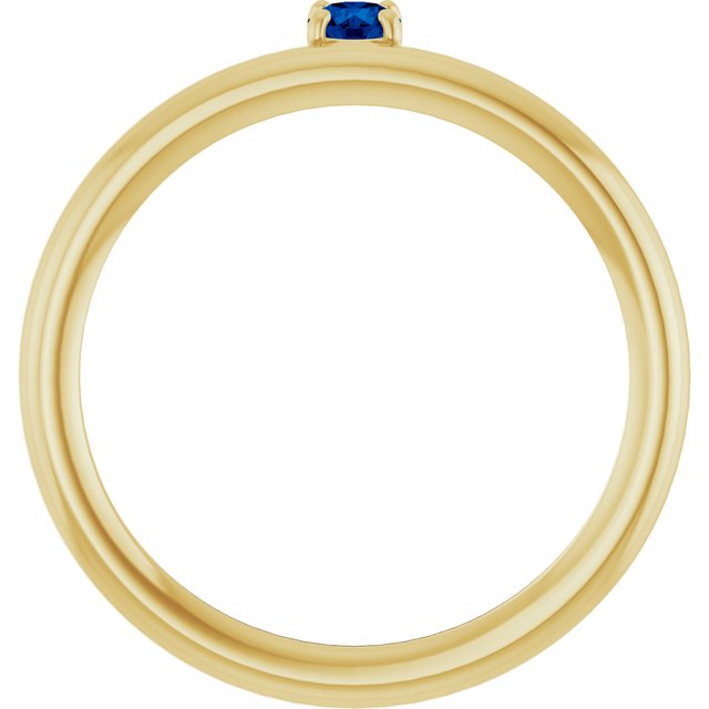 14K Yellow Gold Natural Blue Sapphire Stackable Ring