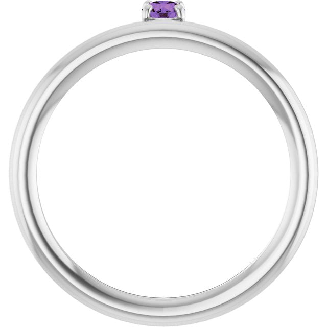 14K White Gold Natural Amethyst Stackable Ring
