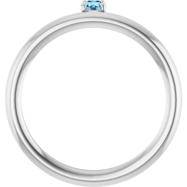 14K White Gold Natural Aquamarine Stackable Ring