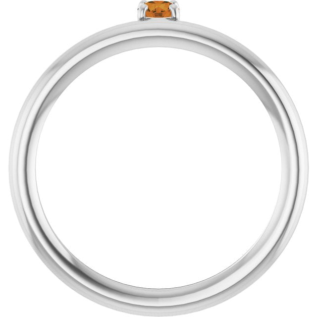 14K White Gold Natural Citrine Stackable Ring