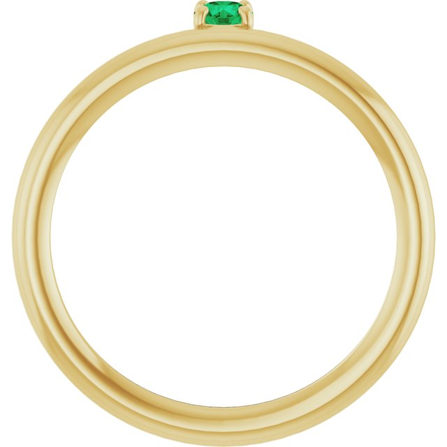 14K Yellow Gold Natural Emerald Stackable Ring