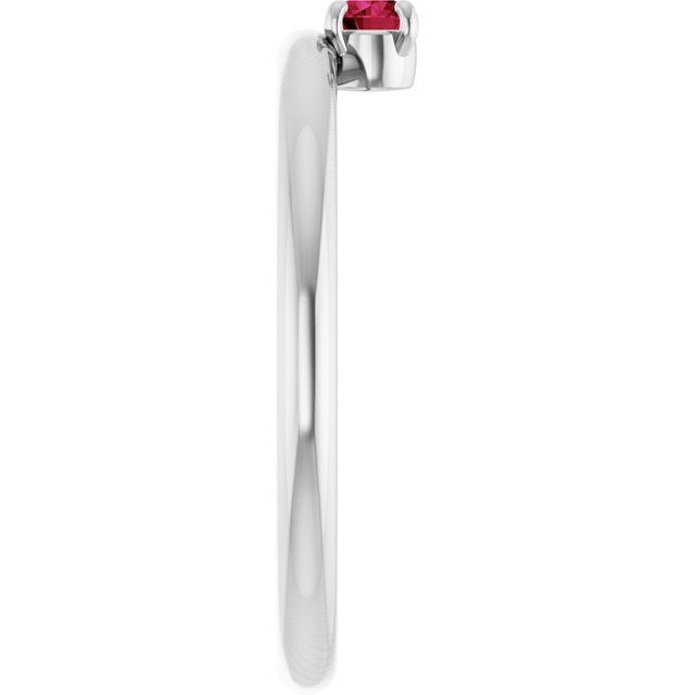 14K White Gold Natural Ruby Stackable Ring