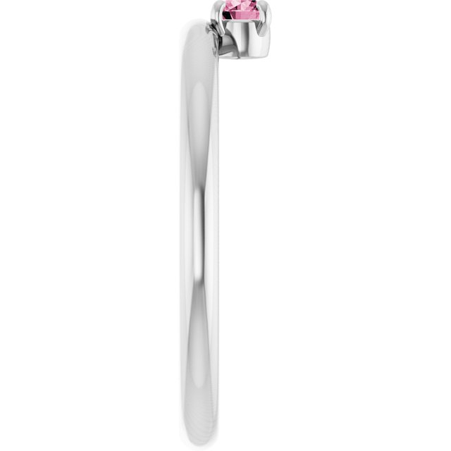 14K White Gold Natural Pink Tourmaline Stackable Ring