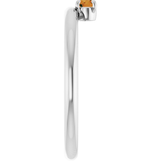 14K White Gold Natural Citrine Stackable Ring
