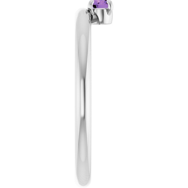 14K White Gold Natural Amethyst Stackable Ring