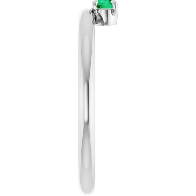 14K White Gold Natural Emerald Stackable Ring