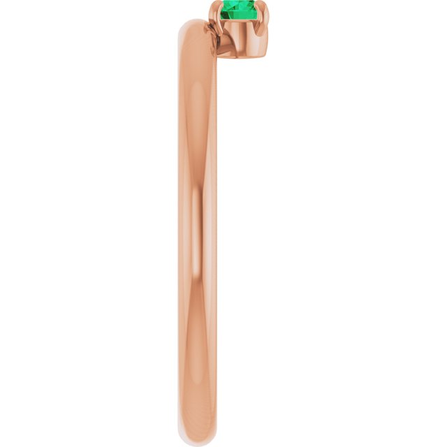 14K Rose Gold Natural Emerald Stackable Ring