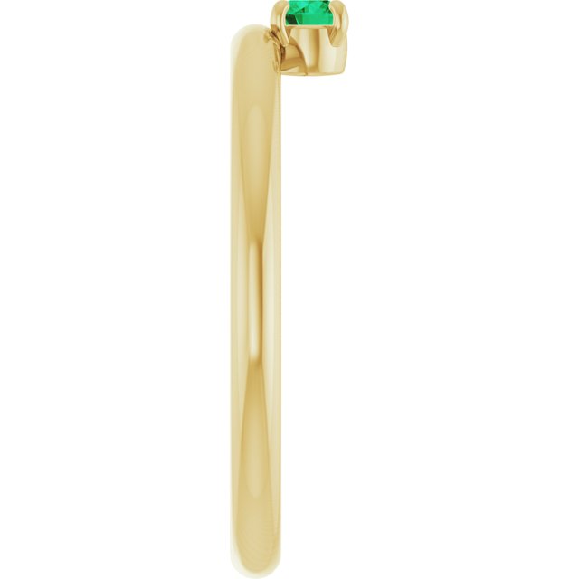 14K Yellow Gold Natural Emerald Stackable Ring