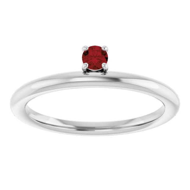 14K White Gold Natural Mozambique Garnet Stackable Ring