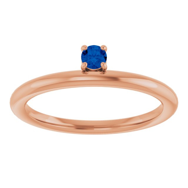 14K Rose Gold Natural Blue Sapphire Stackable Ring