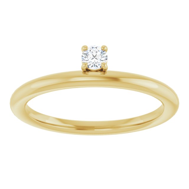 14K Yellow Gold 1/10 CT Natural Diamond Stackable Ring 