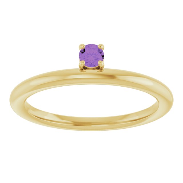 14K Yellow Gold Natural Amethyst Stackable Ring 