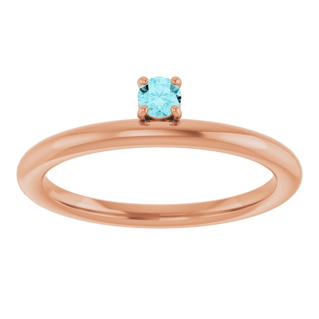 14K Rose Gold Natural Blue Zircon Stackable Ring