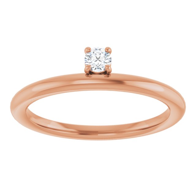 14K Rose Gold 1/10 CT Natural Diamond Stackable Ring 