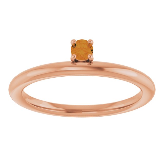 14K Rose Gold Natural Citrine Stackable Ring