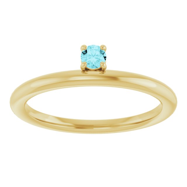 14K Yellow Gold Natural Blue Zircon Stackable Ring