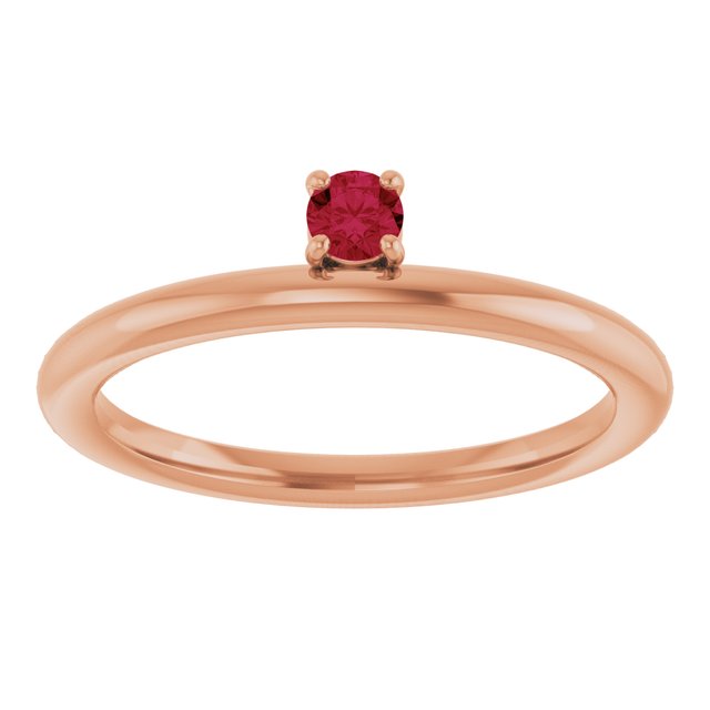 14K Rose Gold Natural Ruby Stackable Ring