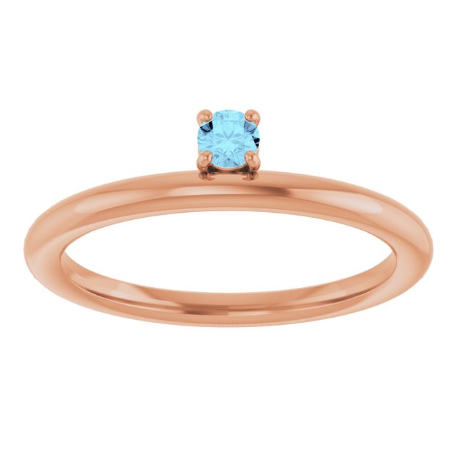 14K Rose Gold Natural Aquamarine Stackable Ring